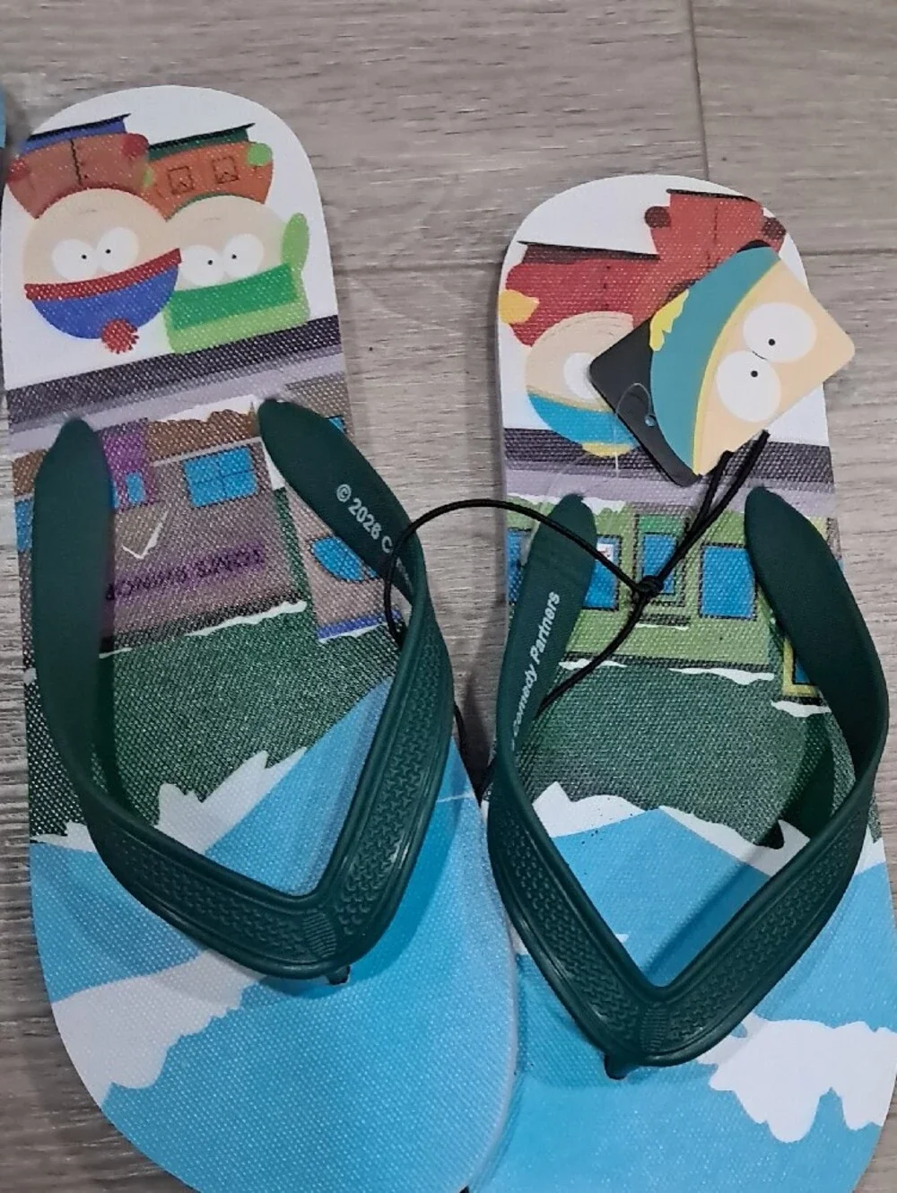 Kids Cartoon Flip Flops - Blue/Multicolor